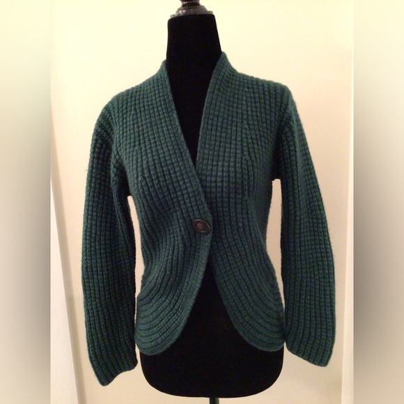 IRIS v ARNIM 100% Cashmere Dark Green One Button Cardigan - XS - Picture 1 of 9